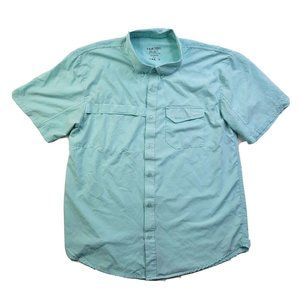 Huk Performance Men's L Seafoam Green Button Shirt Vented Stretch Fishing *read*